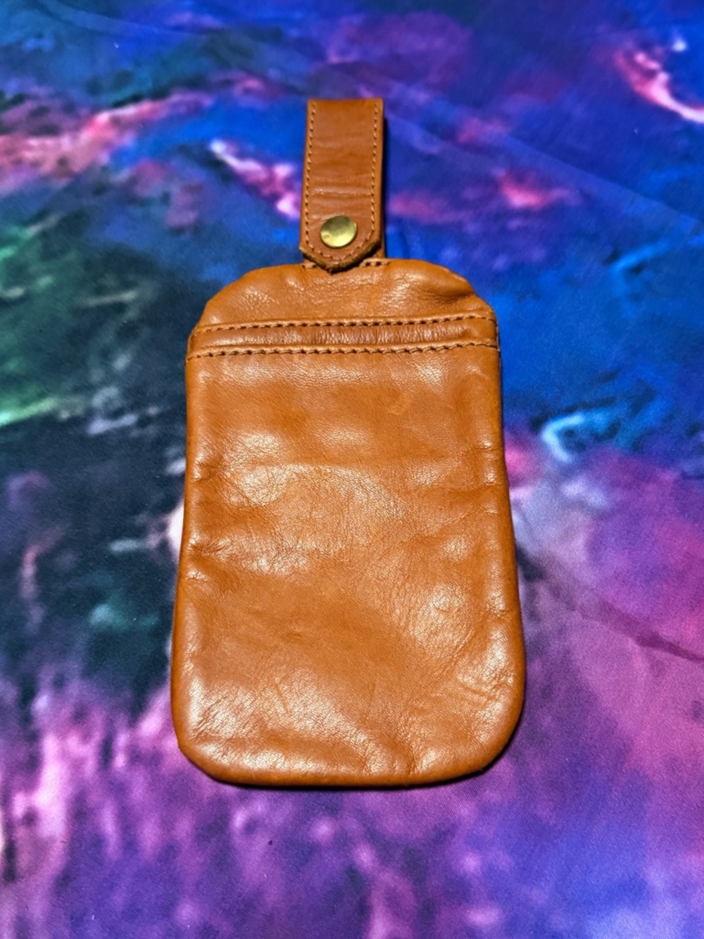 Leather Travel Phone Pouch - Brown